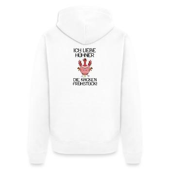Landwirt Landwirte Huhn Hühner Spruch - Unisex Premium Bio Zip Hoodie - Weiß - Hinten - Thijin (182cm)