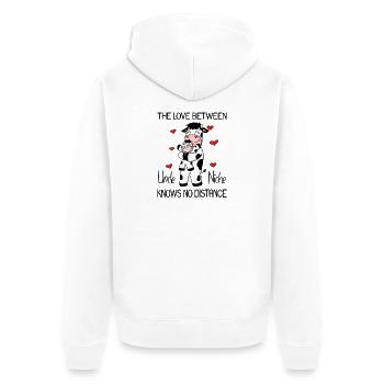 Onkel und Nichte Liebe Kuh Geschenk - Unisex Premium Bio Zip Hoodie - Weiß - Hinten - Thijin (182cm)