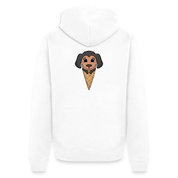Motif de crème glacée Doberman - Veste à capuche bio Premium Unisexe - blanc - Dos - Thijin (182cm)
