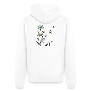 Kräuter, Kamille, Bienen - Unisex Premium Bio Zip Hoodie - Weiß - Hinten - Thijin (182cm)