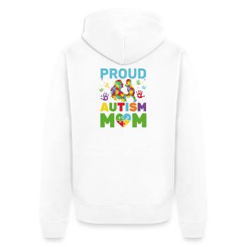 Fière maman autiste Mère sensibilisée - Veste à capuche bio Premium Unisexe - blanc - Dos - Thijin (182cm)