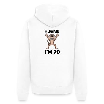 70 Geburtstag - 70 Jahre - Umarmung - Unisex Premium Bio Zip Hoodie - Weiß - Hinten - Thijin (182cm)