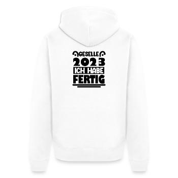 Geselle 2023 Gesellenprüfung - Unisex Premium Bio Zip Hoodie - Weiß - Hinten - Thijin (182cm)