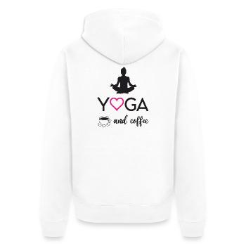 Yoga et café - Veste à capuche bio Premium Unisexe - blanc - Dos - Thijin (182cm)