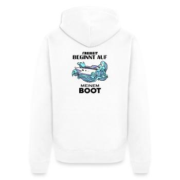 Boote Motorboot - Unisex Premium Bio Zip Hoodie - Weiß - Hinten - Thijin (182cm)
