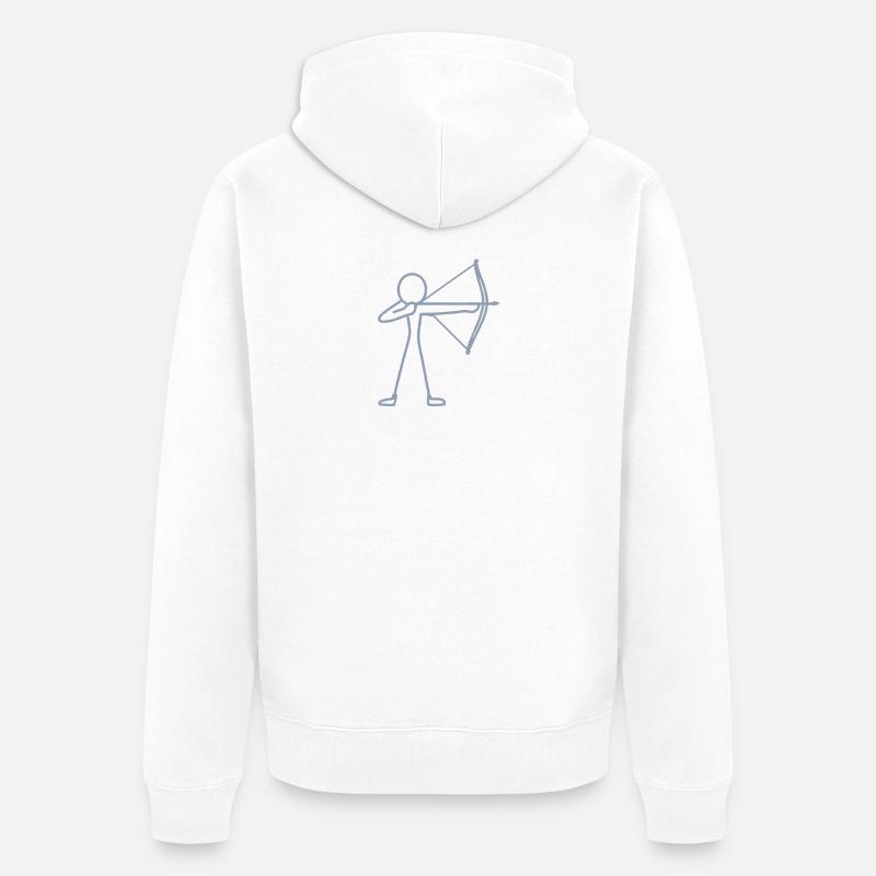 Strichmännchen Bogen Bogenschießen Bogenschütze - Unisex Premium Bio Zip Hoodie - Weiß