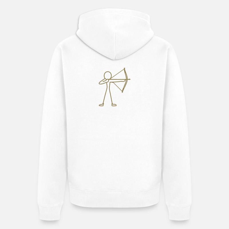 Strichmännchen Bogen Bogenschießen Bogenschütze - Unisex Premium Bio Zip Hoodie - Weiß