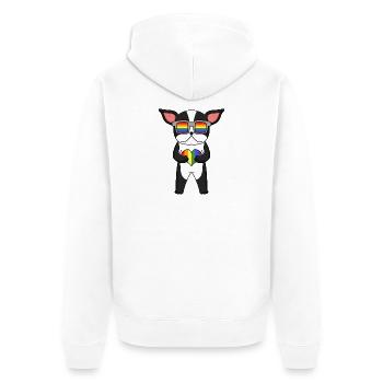 Rainbow - Dog with glasses and heart - Unisex Premium Organic Zip Hoodie - white - Back - Thijin (182cm)