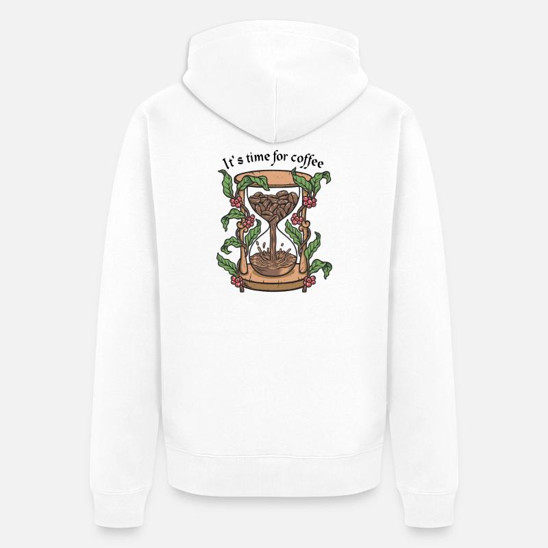 Heure du café Sielier botanique - Veste à capuche bio Premium Unisexe - blanc