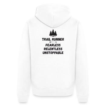 Trail Runner - Intrépide. Implacable. Imparable. - Veste à capuche bio Premium Unisexe - blanc - Dos - Thijin (182cm)