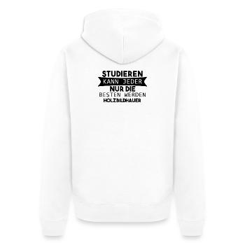 Holzbildhauer lustiger Spruch - Unisex Premium Bio Zip Hoodie - Weiß - Hinten - Thijin (182cm)