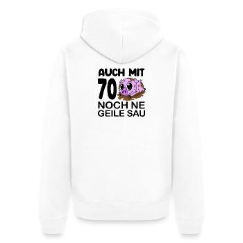 70 Jahre Geburtstag - Unisex Premium Bio Zip Hoodie - Weiß - Hinten - Thijin (182cm)