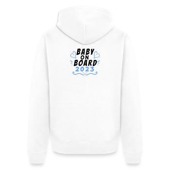 Pregnant 2023 - Unisex Premium Organic Zip Hoodie - white - Back - Thijin (182cm)