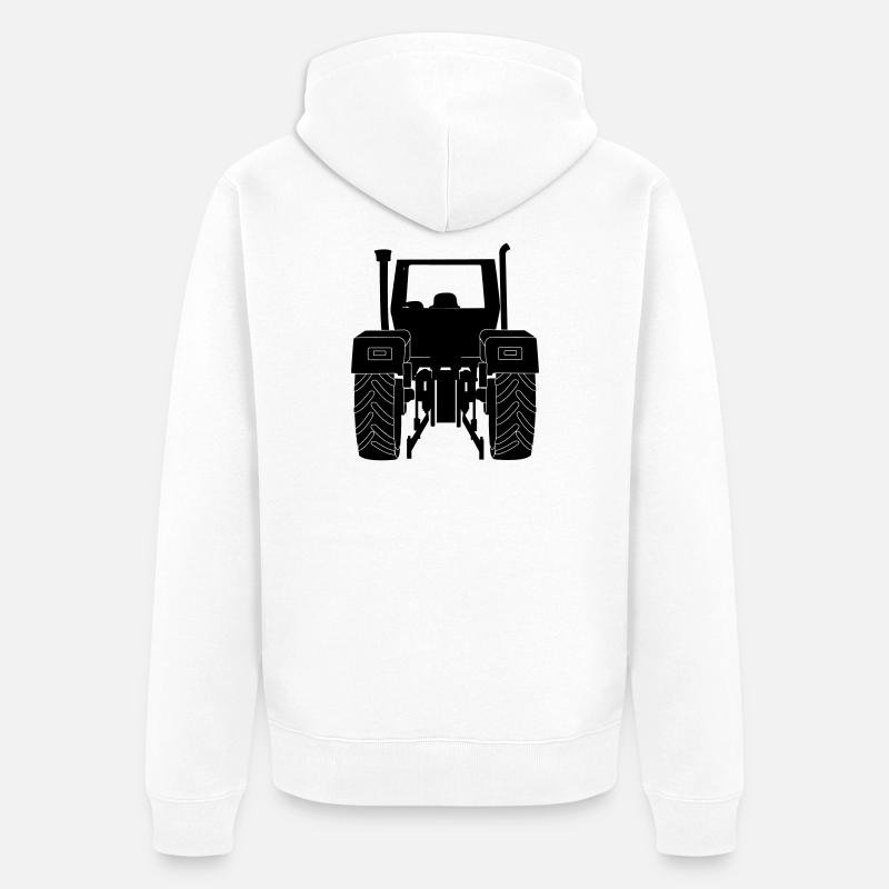Ackerschlepper hinten - Unisex Premium Bio Zip Hoodie - Weiß
