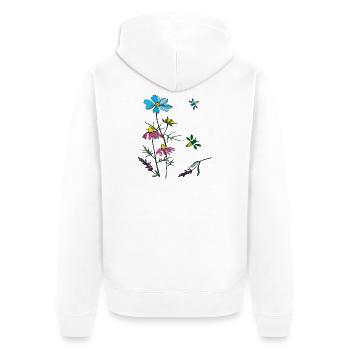 Kräuter, Kamille, Bienen - Unisex Premium Bio Zip Hoodie - Weiß - Hinten - Thijin (182cm)