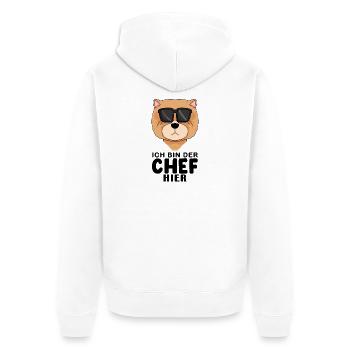 Cooler Hund Chow Chow Chef Spruch - Unisex Premium Bio Zip Hoodie - Weiß - Hinten - Thijin (182cm)