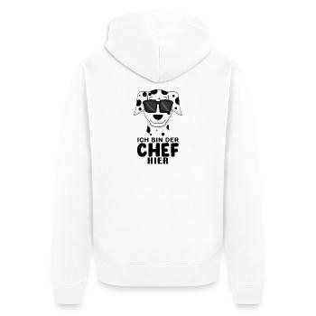 Cooler Hund Dalmatiner Chef Spruch - Unisex Premium Bio Zip Hoodie - Weiß - Hinten - Thijin (182cm)