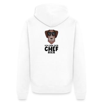 Cooler Hund Pointer Hund Chef Spruch - Unisex Premium Bio Zip Hoodie - Weiß - Hinten - Thijin (182cm)