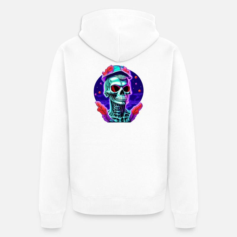 Skelett mit Kappe - Unisex Premium Bio Zip Hoodie - Weiß