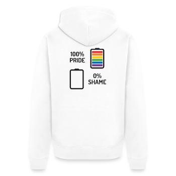 Pride Month - 100% Stolz, 0% Scham - Unisex Premium Bio Zip Hoodie - Weiß - Hinten - Thijin (182cm)
