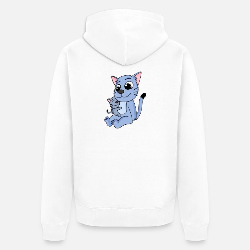 Famille de chats - Chat avec bébé - Veste à capuche bio Premium Unisexe - blanc