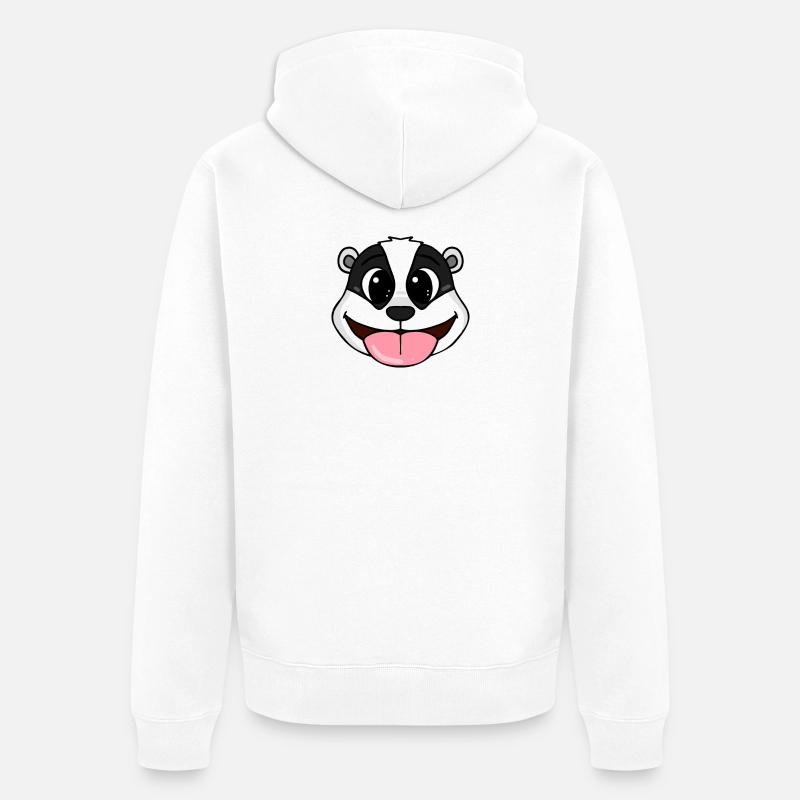 Tête de blaireau - Veste à capuche bio Premium Unisexe - blanc