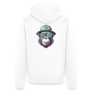 Singe cool avec lunettes de soleil et chapeau - Veste à capuche bio Premium Unisexe - blanc - Dos - Thijin (182cm)