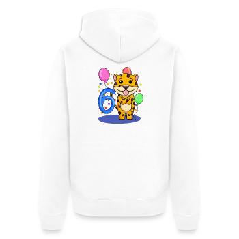 6 Birthday 6 years old with animal motif - six - Unisex Premium Organic Zip Hoodie - white - Back - Thijin (182cm)