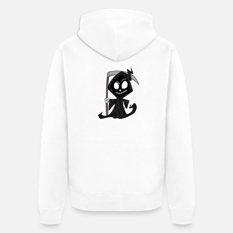 Faucheuse avec faux - Halloween - Veste à capuche bio Premium Unisexe - blanc