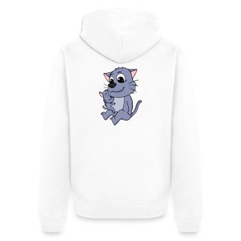 Famille de chats - Chat avec bébé - Veste à capuche bio Premium Unisexe - blanc - Dos - Thijin (182cm)