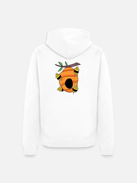 Bier, bier, bi, hveps, hvepsebo - Premium økologisk unisex-hættejakke - hvid