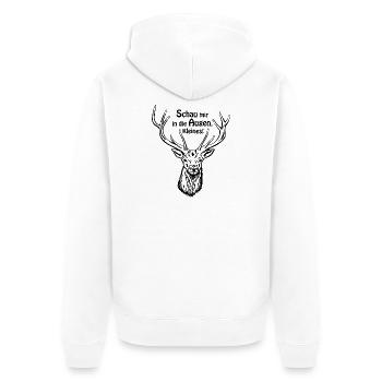 Hirschkopf - Schau mir in die Augen! - Unisex Premium Bio Zip Hoodie - Weiß - Hinten - Thijin (182cm)
