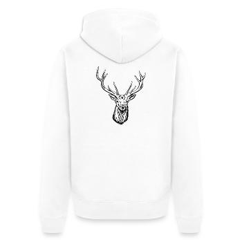 Red Deer Portrait - Unisex Premium Organic Zip Hoodie - white - Back - Thijin (182cm)
