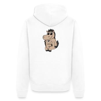 Pferd Familie - Pferd mit Baby - Unisex Premium Bio Zip Hoodie - Weiß - Hinten - Thijin (182cm)