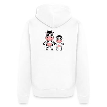 Famille de vaches - Vache avec bébé - Motif de vache - Veste à capuche bio Premium Unisexe - blanc - Dos - Thijin (182cm)