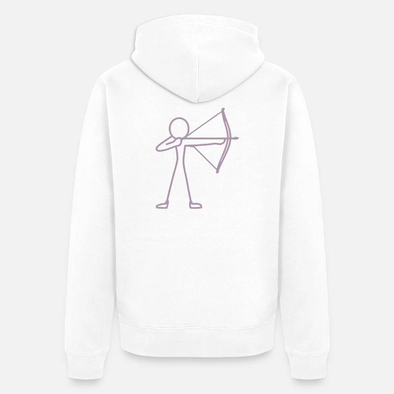 Strichmännchen Bogen Bogenschießen Bogenschütze - Unisex Premium Bio Zip Hoodie - Weiß