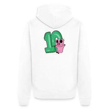 10 Geburtstag 10 Jahre alt mit Tier Motiv - zehn - Unisex Premium Bio Zip Hoodie - Weiß - Hinten - Thijin (182cm)