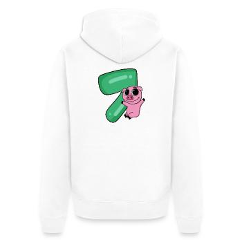 7 birthday 7 years old with animal motif - seven - Unisex Premium Organic Zip Hoodie - white - Back - Thijin (182cm)