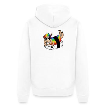 Regenbogen Sushi Schaf - Unisex Premium Bio Zip Hoodie - Weiß - Hinten - Thijin (182cm)