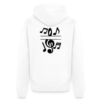 Notes de musique et bannière de texte clé - Veste à capuche bio Premium Unisexe - blanc - Dos - Thijin (182cm)