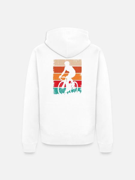 Retro Sonnenuntergang Radfahrer Silhouette - Unisex Premium Bio Zip Hoodie - Weiß