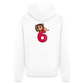 6 Birthday 6 years old with animal motif - six - Unisex Premium Organic Zip Hoodie - white - Back - Thijin (182cm)