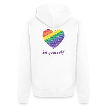 Pride Month LGBTQ - Sei du selbst - Unisex Premium Bio Zip Hoodie - Weiß - Hinten - Thijin (182cm)