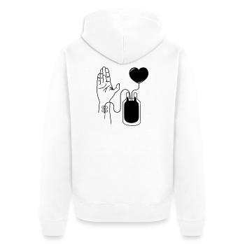 Blut spenden - Unisex Premium Bio Zip Hoodie - Weiß - Hinten - Thijin (182cm)