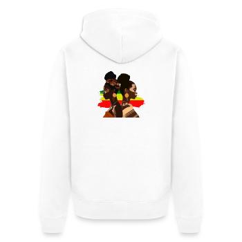 Afrikanische Schönheiten Vitiligo Juneteenth - Unisex Premium Bio Zip Hoodie - Weiß - Hinten - Thijin (182cm)