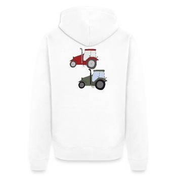 Meet Tractor - Unisex Premium Organic Zip Hoodie - white - Back - Thijin (182cm)