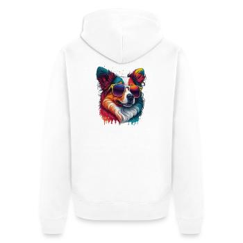 cooler Hund - Unisex Premium Bio Zip Hoodie - Weiß - Hinten - Thijin (182cm)