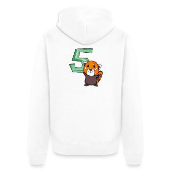 5. Geburtstag Motiv Roter Panda - fünf Jahre alt - Unisex Premium Bio Zip Hoodie - Weiß - Hinten - Thijin (182cm)