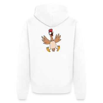 Huhn - Unisex Premium Bio Zip Hoodie - Weiß - Hinten - Thijin (182cm)