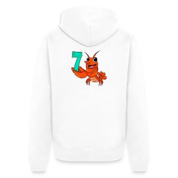 7th Birthday Motif Lobster - seven years - Unisex Premium Organic Zip Hoodie - white - Back - Thijin (182cm)